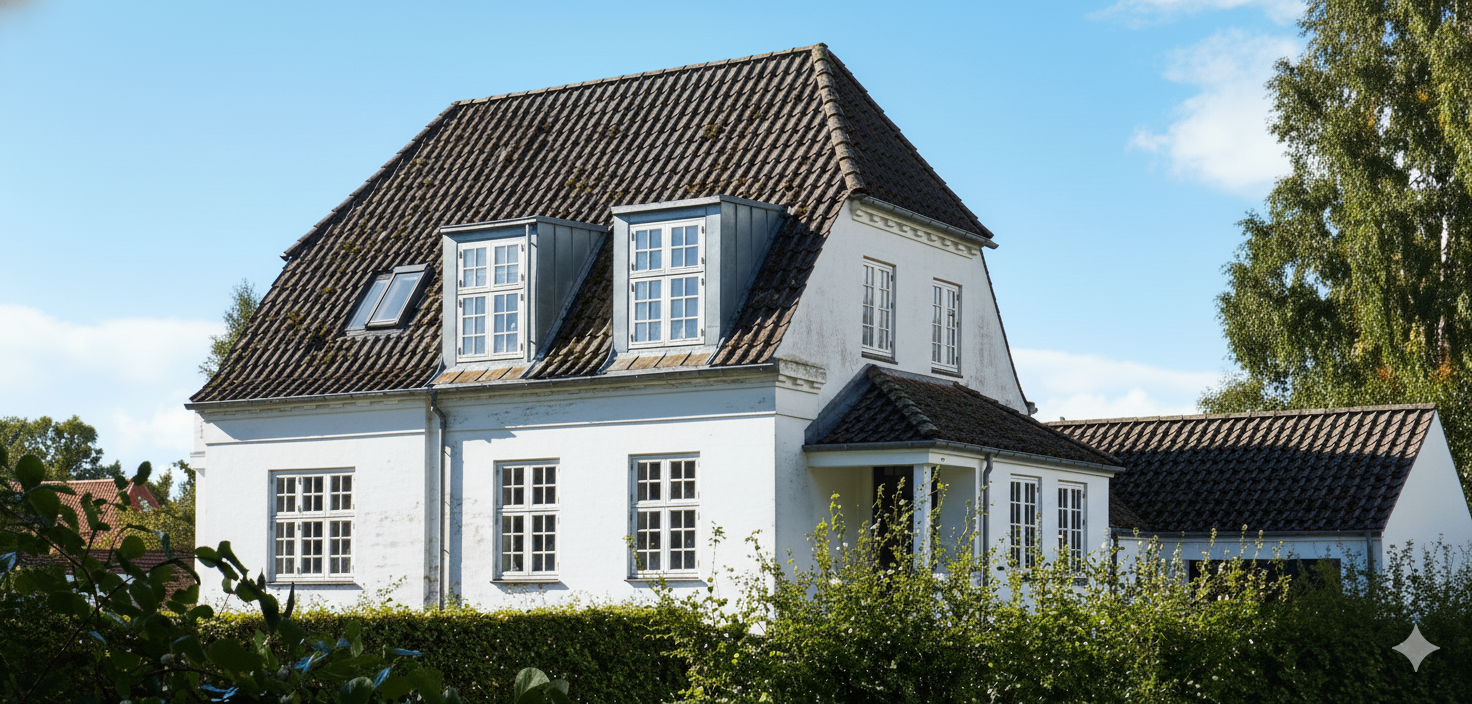 Hus med gammelt tag